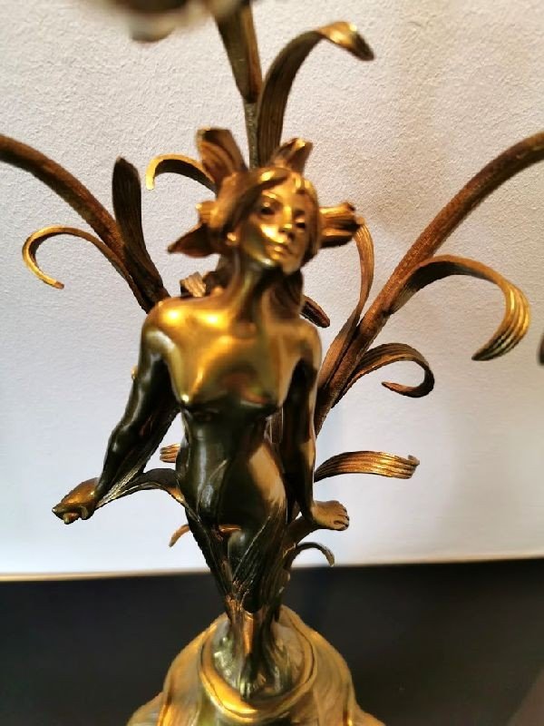 Art Nouveau Gilt Bronze Lamp-photo-4