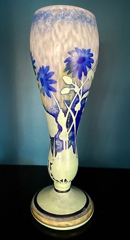 Daum Nancy Vase Art Nouveau Cinéraires Bleus-photo-2