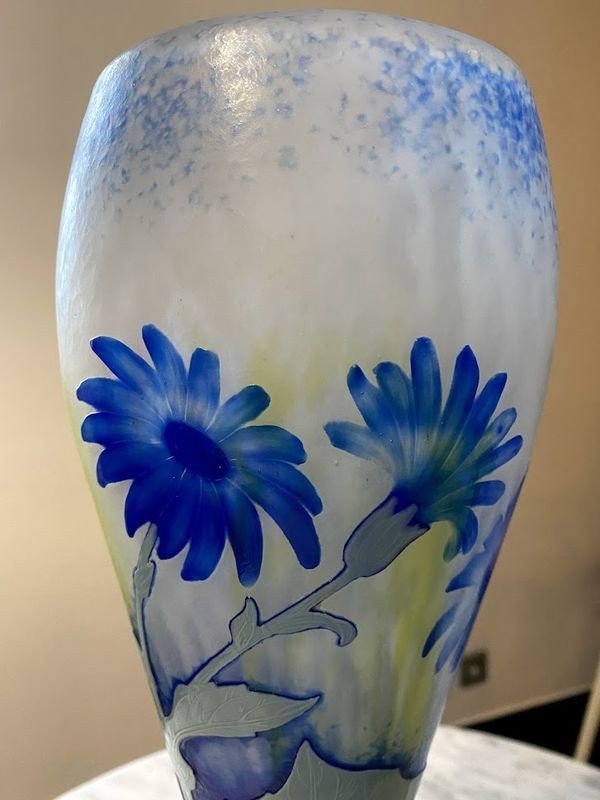 Daum Nancy Vase Art Nouveau Cinéraires Bleus-photo-2
