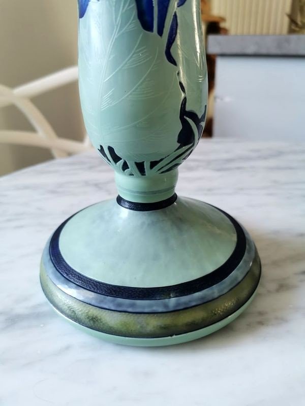 Daum Nancy Vase Art Nouveau Cinéraires Bleus-photo-3