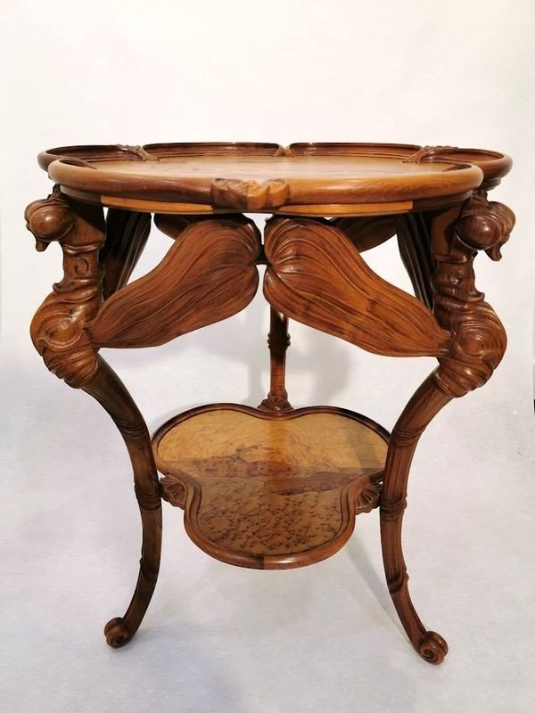 Emile Gallé Guéridon Art Nouveau Aux Libellules