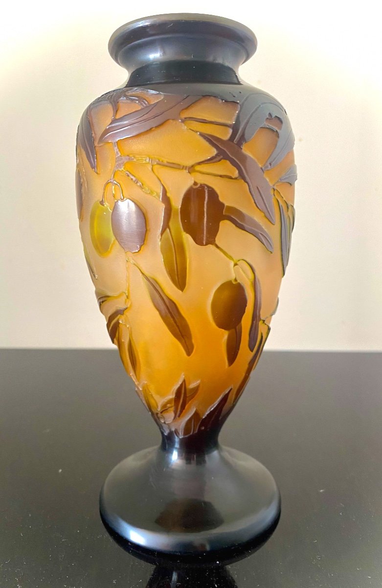 Art Nouveau Gallé Vase With Olives