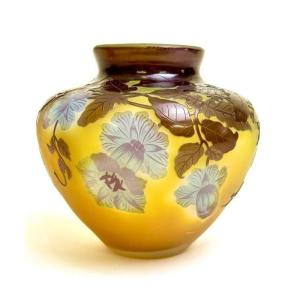 Emile Gallé Art Nouveau Vase "bignones Bleues"