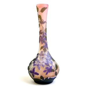 Emile Gallé Art Nouveau Vase “with Clematis”