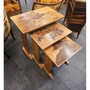 Emile Gallé Art Nouveau Nesting Coffee Tables “mediterranean Landscapes”