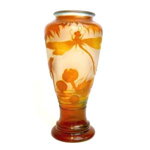 Emile Gallé Aquatic Art Nouveau Vase "a La Libellule"