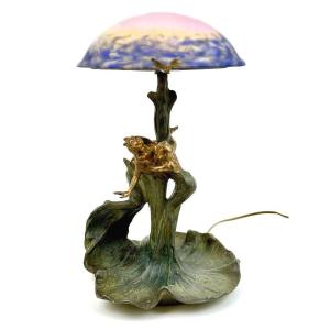 Daum Art Nouveau Lamp "with Nymphs"