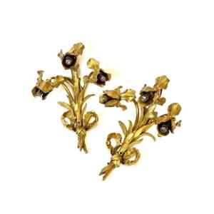 Paire d'Appliques En Bronze Art Nouveau "Aux Iris"