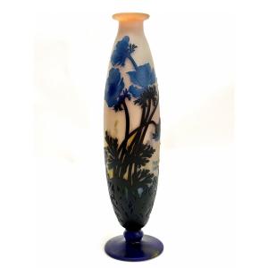 Muller Frères Lunéville Vase “blue Anemones”