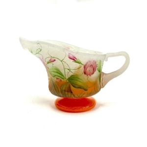 Daum Nancy Art Nouveau Enameled Pitcher “scent Pea”