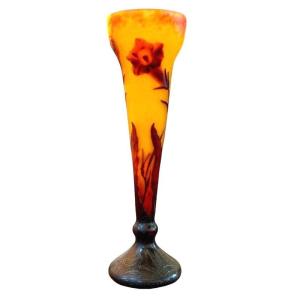 Daum Nancy Art Nouveau Vase "tobacco Flowers"