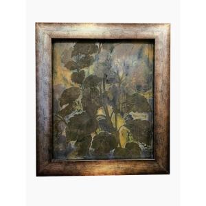 Emile Gallé Art Nouveau Wall Plaque "hydrangeas"