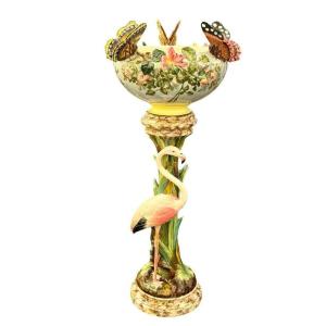 Jérôme Massier Complete Art Nouveau "flamingo And Butterflies"