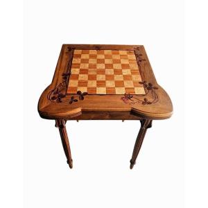 Louis Majorelle Table à Jeux  Art Nouveau "Aux Trèfles"