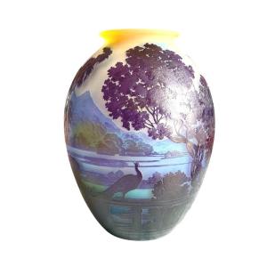 Emile Gallé Vase Art Nouveau "Lac De Come"