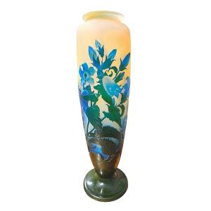 Emile Gallé Art Nouveau Vase "blue Bellflowers"
