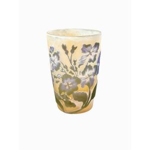 Emile Gallé Art Nouveau Vase "hydrangea And Butterfly"