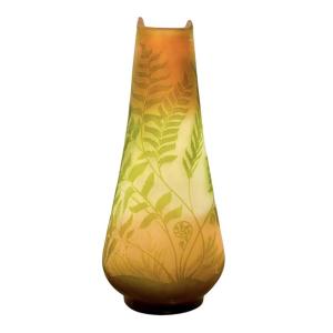 Emile Gallé Large Art Nouveau Vase "hibiscus Ferns"