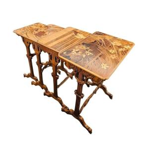 Emile Gallé Tables Gigognes Art Nouveau "Les Quatre Saisons"