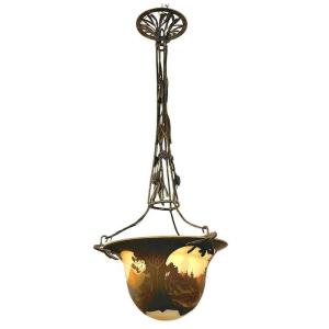 Lustre Muller Frères Lunéville "Paysage Vosgien"