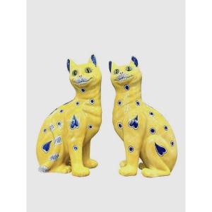 Emile Gallé Paire De Chats Art Nouveau