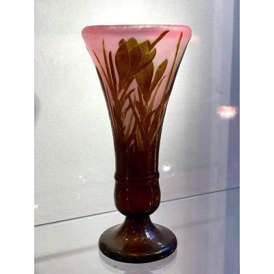 Gallé Art Nouveau Vase With Crocuses