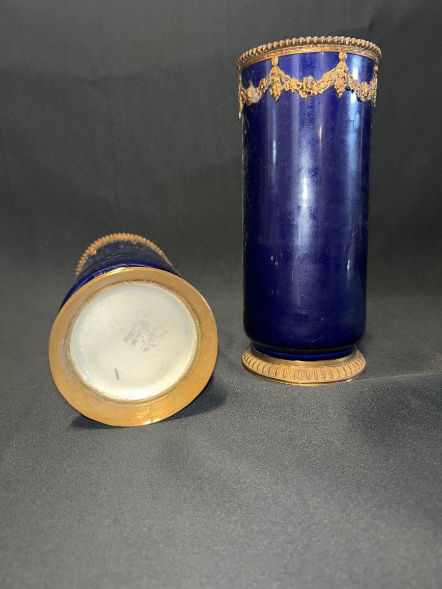 Pair Of Furnace Blue Vases-photo-2