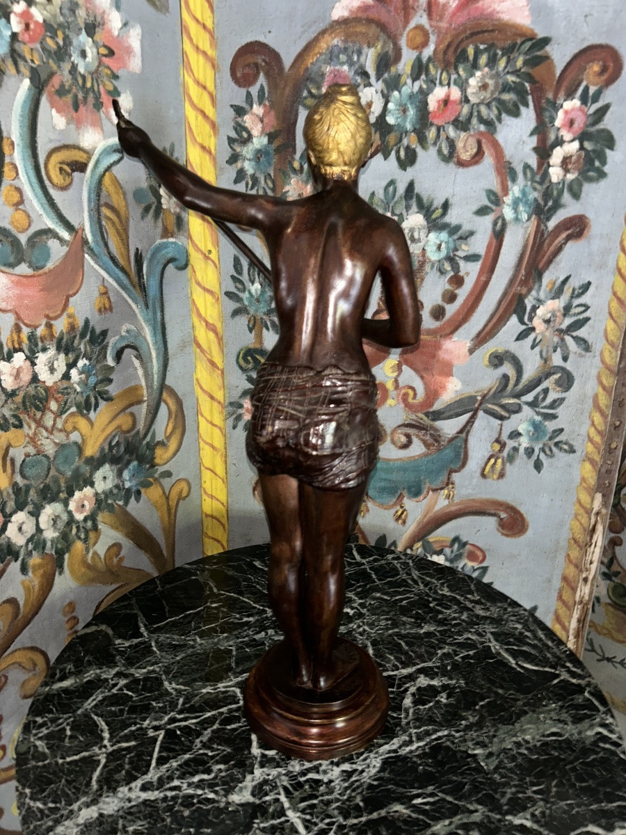Sculpture en bronze "femme à la mandoline"-photo-2
