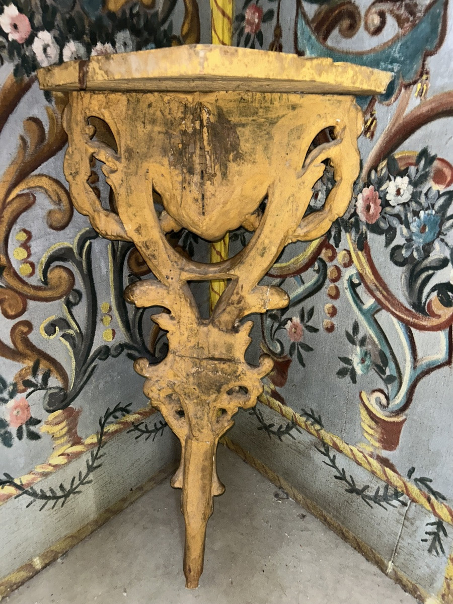 Console d’angle en bois doré -photo-2