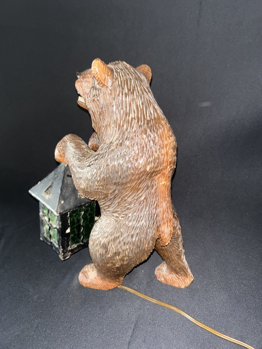 Lantern Bear Sculpture (black Forest)-photo-3