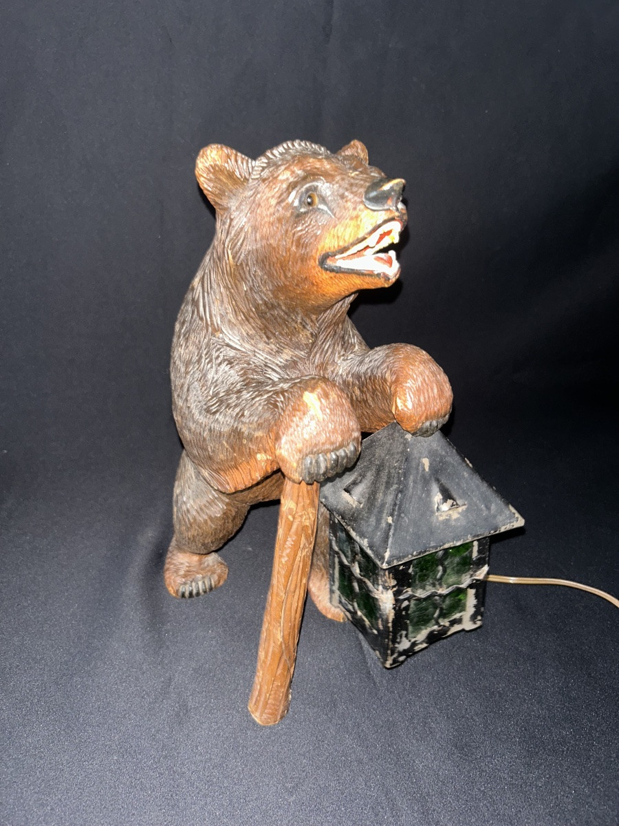 Lantern Bear Sculpture (black Forest)-photo-4