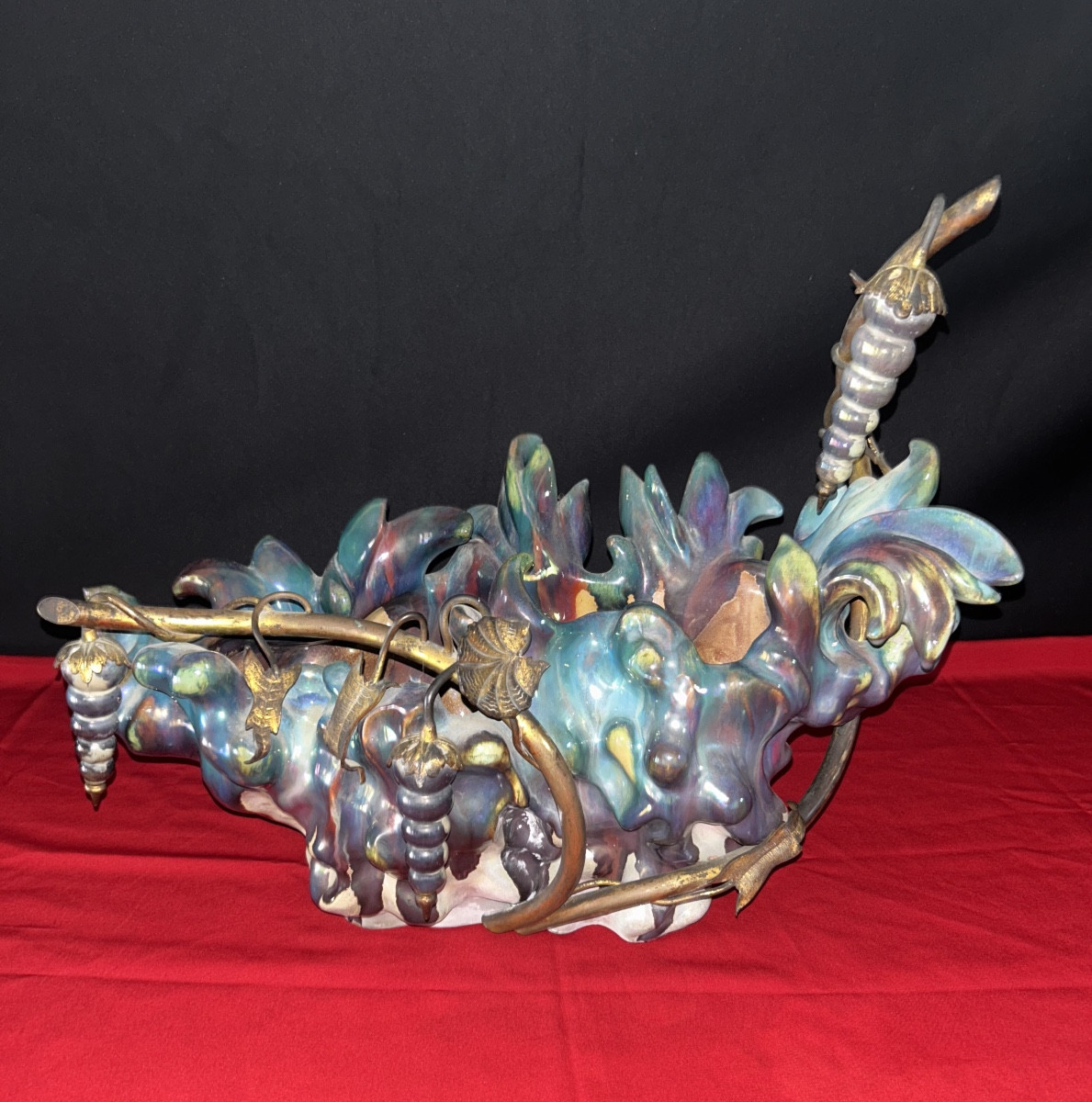 20th Century Bronze And Ceramic Cup 