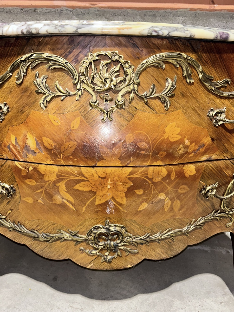 Louis XV-style Chest Of Drawers With Marquetry – 19th Century-photo-4