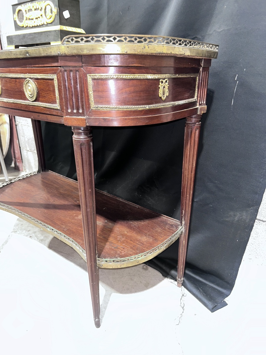 Console d’époque Louis XVI en acajou et bronze doré – XVIIIe siècle-photo-2