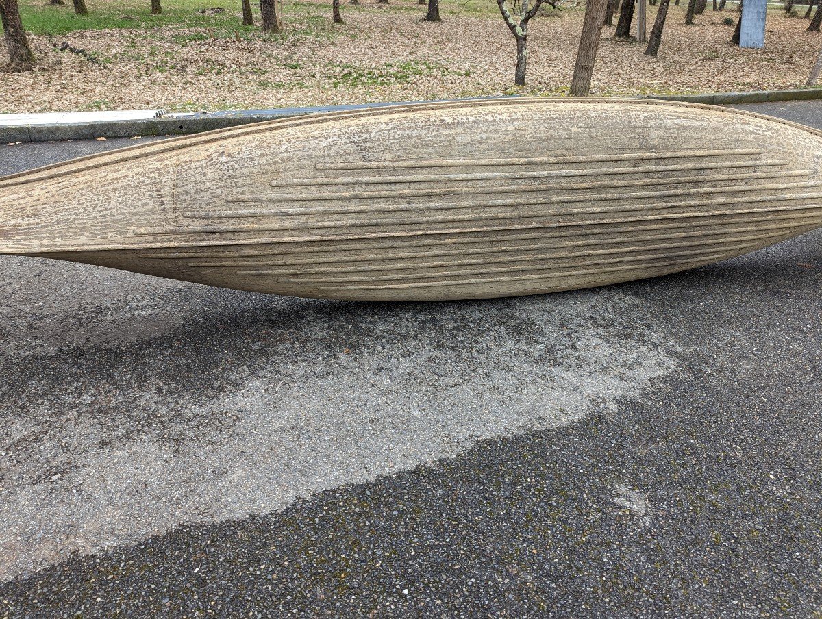 Large Canoe Chauvière Era 1900 + 5 Pair Of Paddle-photo-2