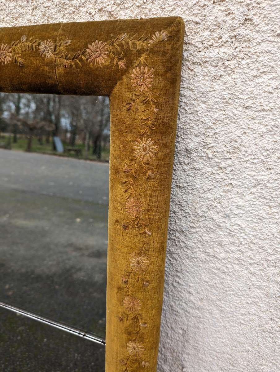 19th Century Mirror Framed In Fabric -photo-4