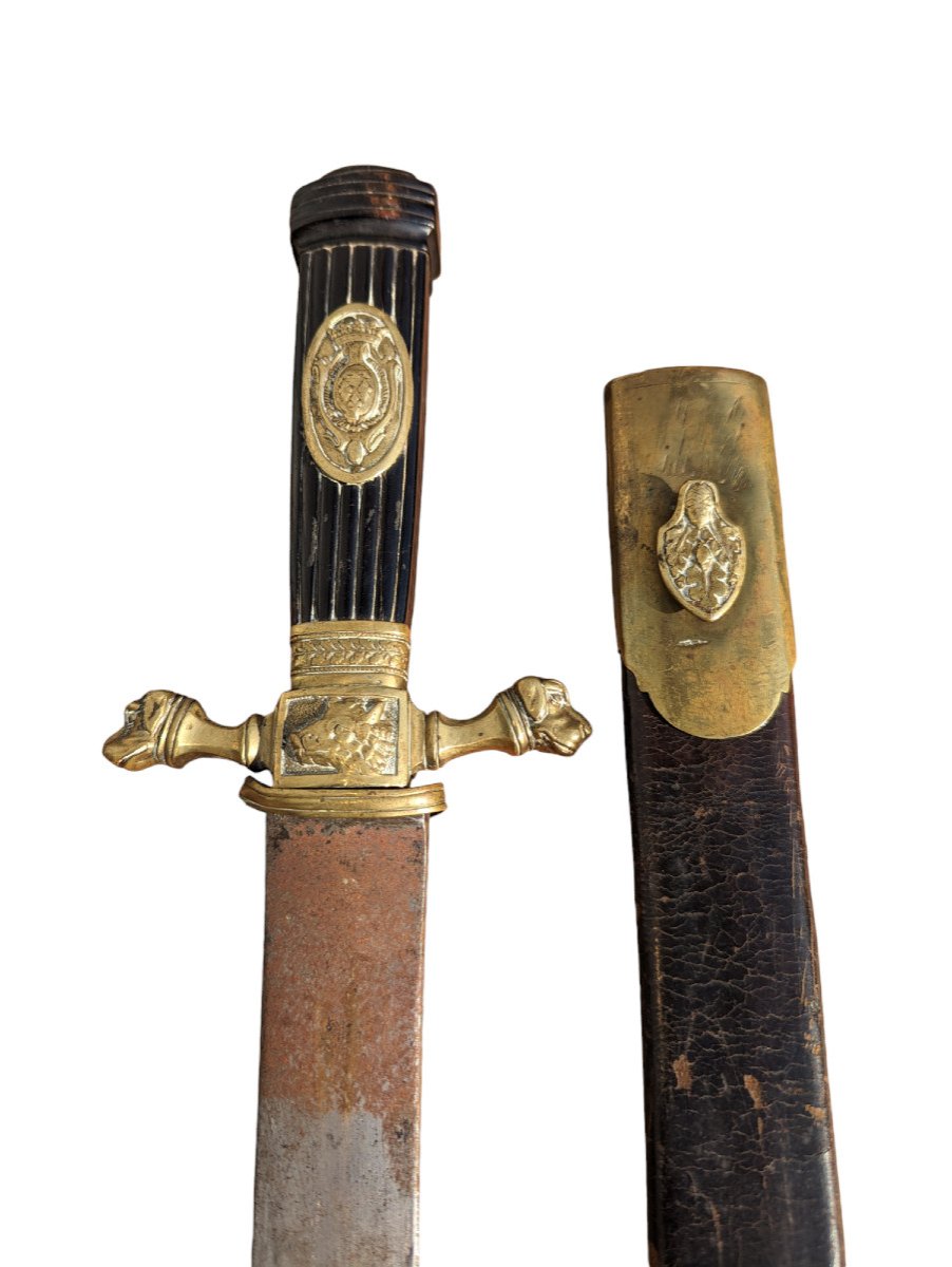 Dague De Chasse époque Restauration Poignée ébène -photo-3