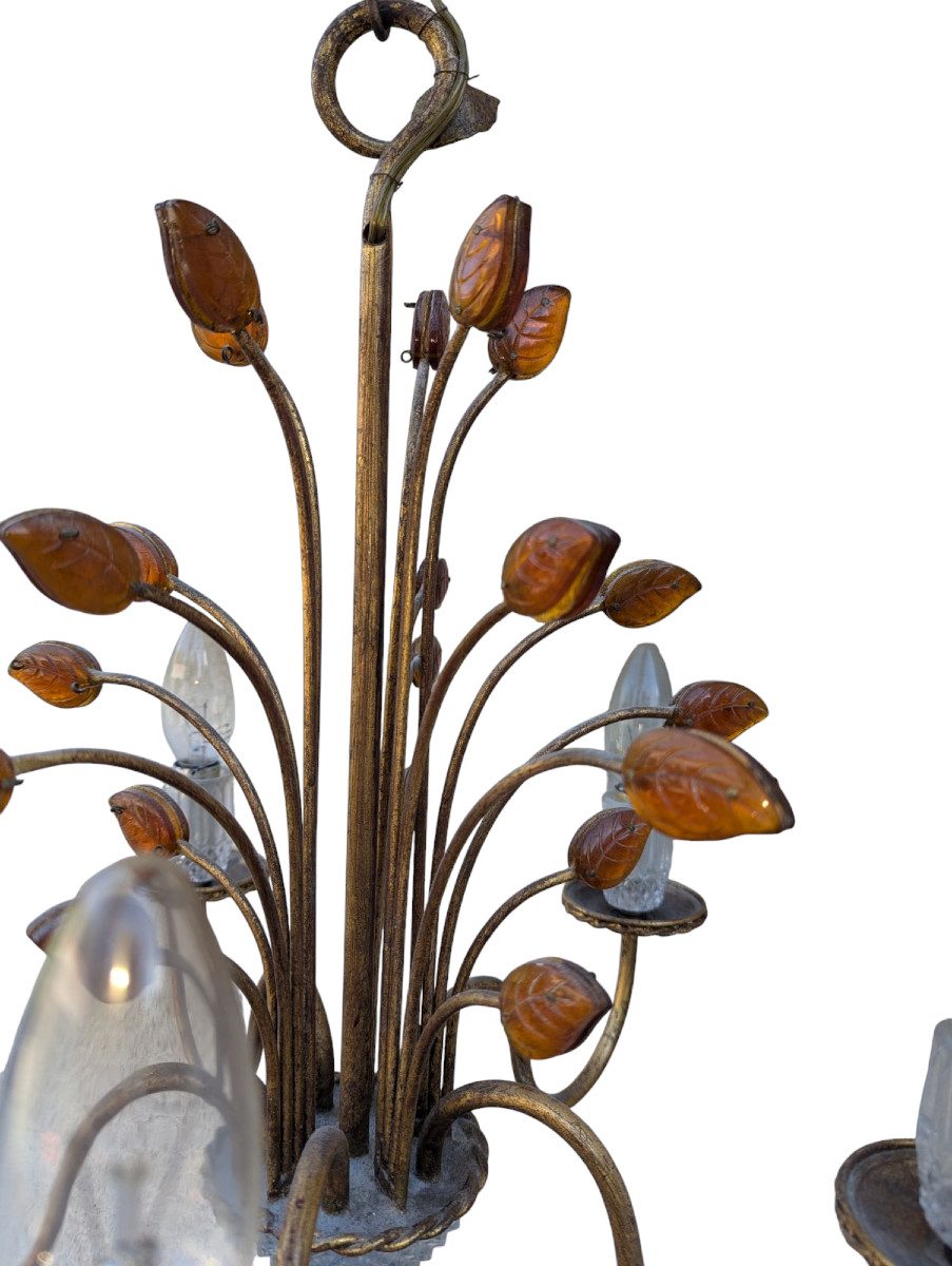 Florentine Chandelier In Glass And Gilded Metal By Banci Firenze -photo-1