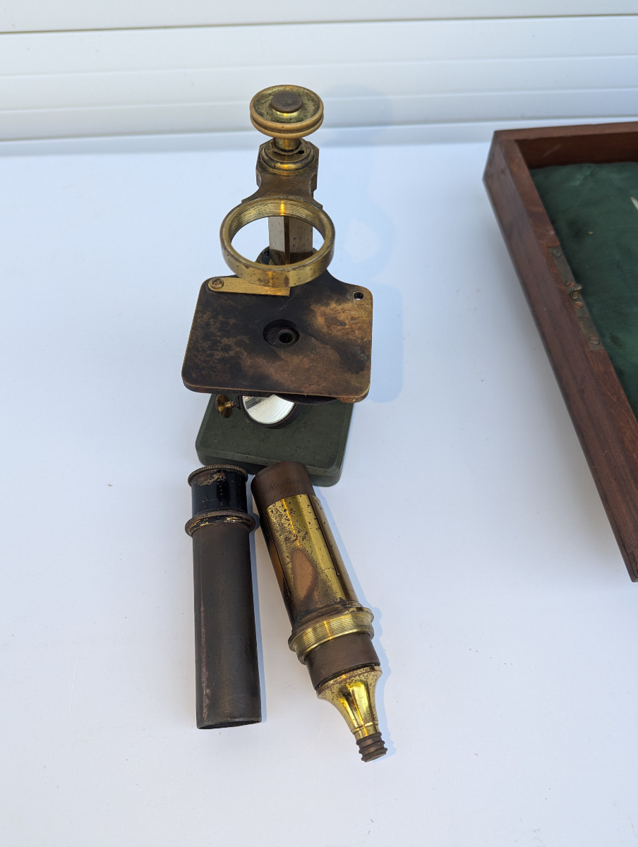 Lot Of Two 19th Century Microscopes, One Of Which Was Signed Hartnack O.-photo-4