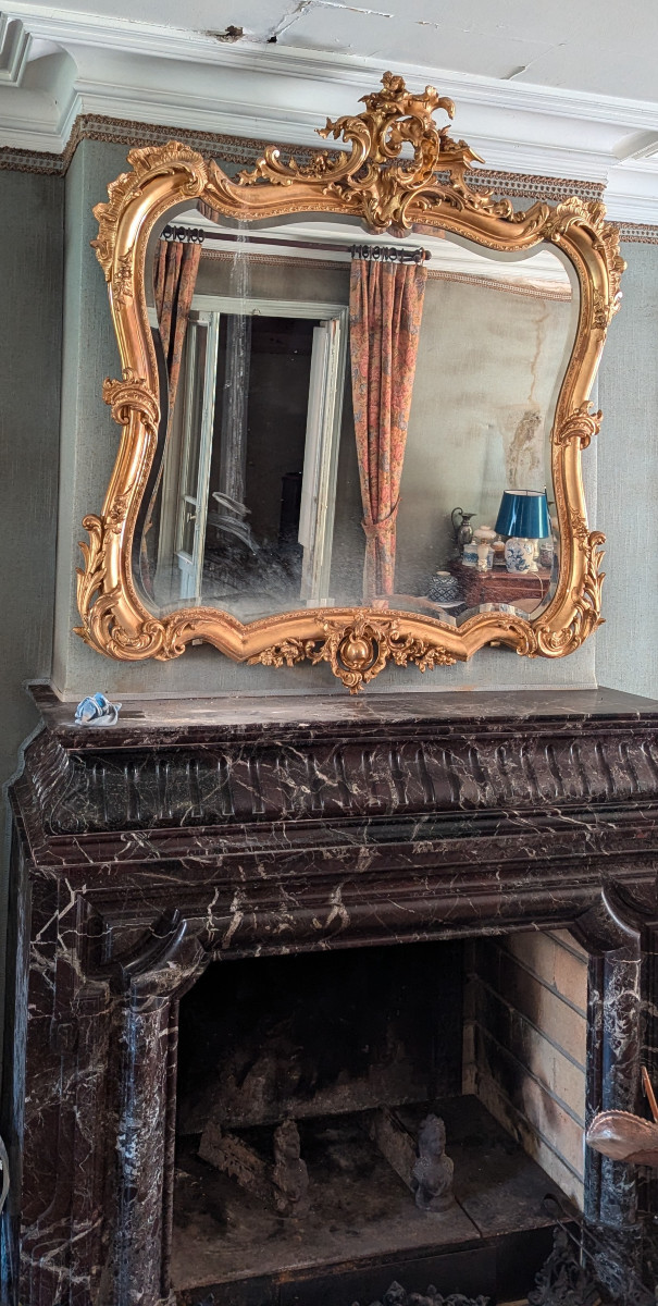 19th Century Louis XV Horizontal Mirror, Carved And Gilded