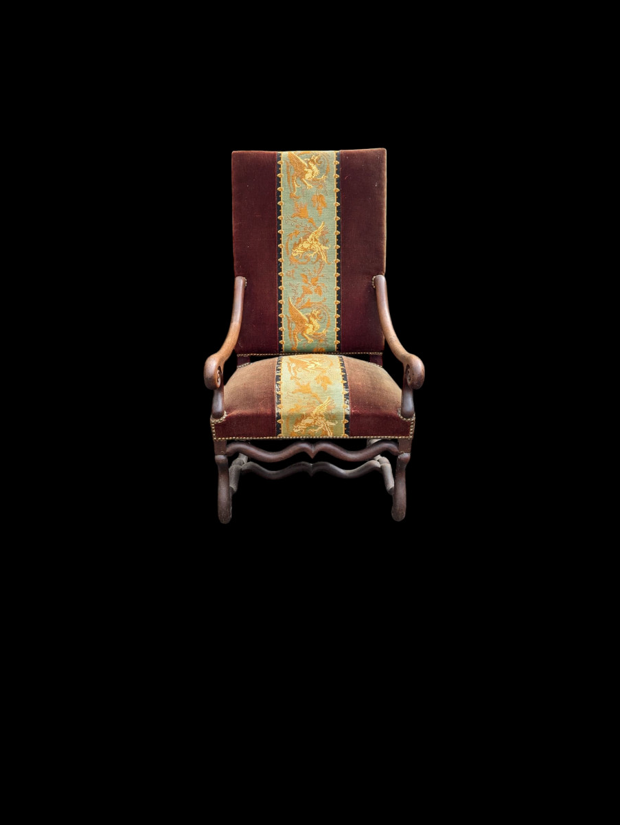 17th Century Sheep Bone Armchair With Petit Point Tapestry 
