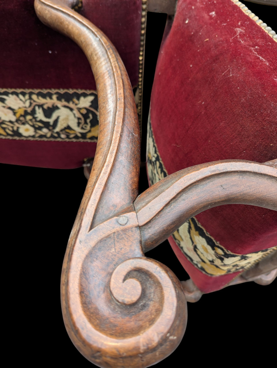 17th Century Armchair With Petit Point Tapestry -photo-3
