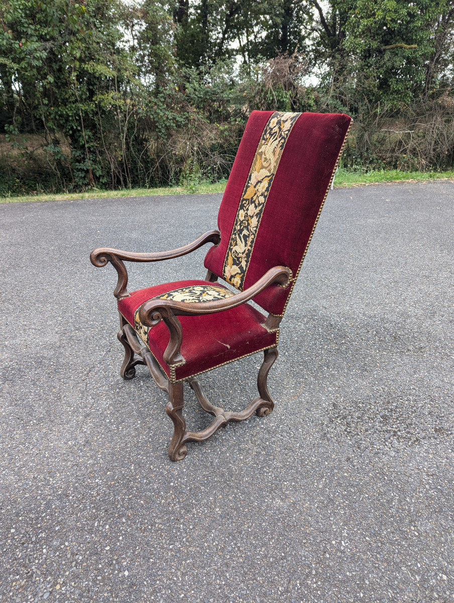 17th Century Armchair With Petit Point Tapestry -photo-1