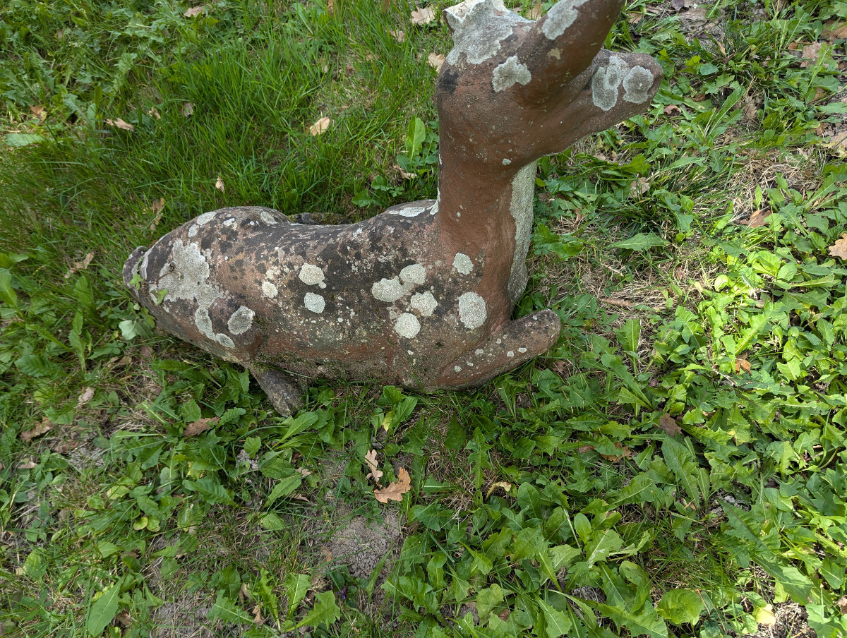 biche en béton, art populaire français début 20ème belle patine ancienne -photo-3