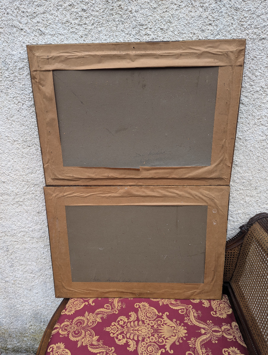 Paire de gouache italienne 19 ème siècle -photo-2