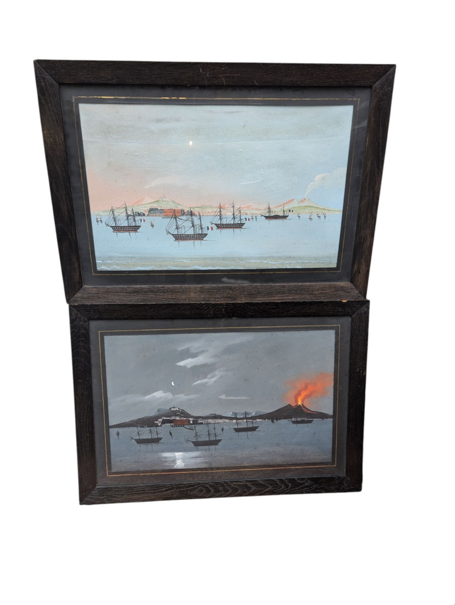 Paire de gouache italienne 19 ème siècle 