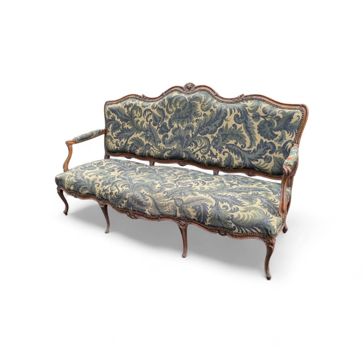 Large Flat-backed Sofa, Known As A "queen's Sofa," 18th Century, Stamped M. Gourdin