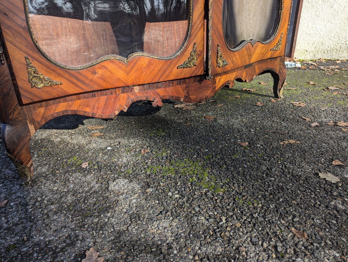 Louis XV Style Curved Glass-fronted Bookcase, 18th Century-photo-3