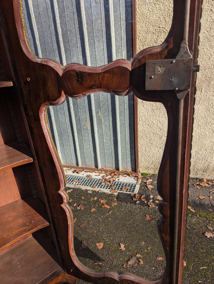 Louis XV Style Curved Glass-fronted Bookcase, 18th Century-photo-7