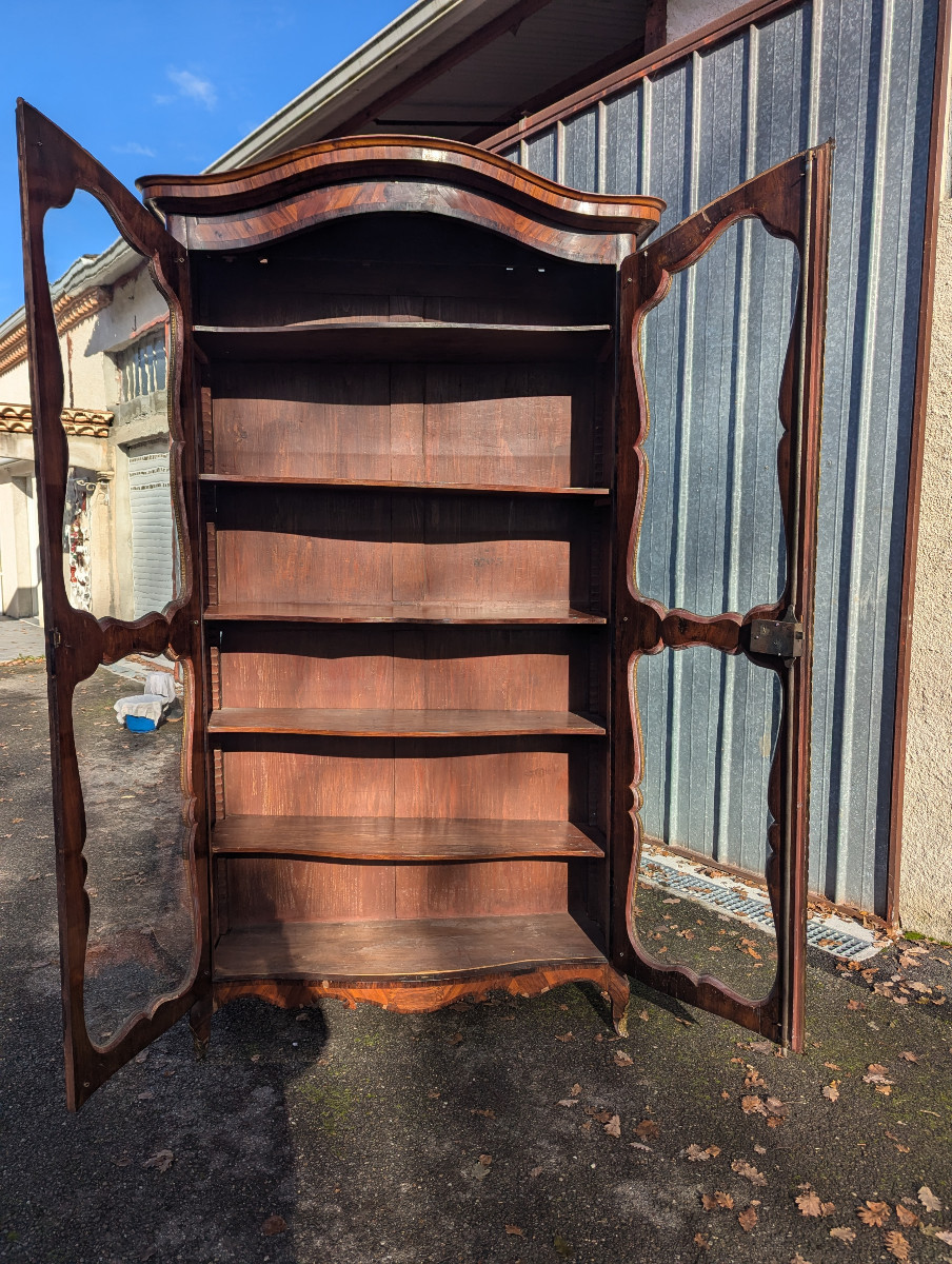 Louis XV Style Curved Glass-fronted Bookcase, 18th Century-photo-8